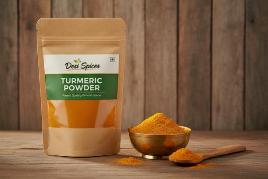 Turmeric Powder in Desi Spices packaging